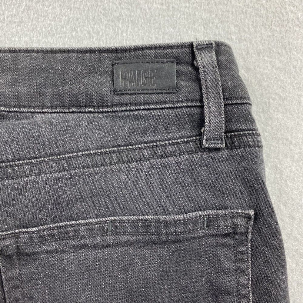 Paige Jeans Womens 27 Black Denim Pants Jacqueline Straight Distressed Casual - Picture 5 of 11